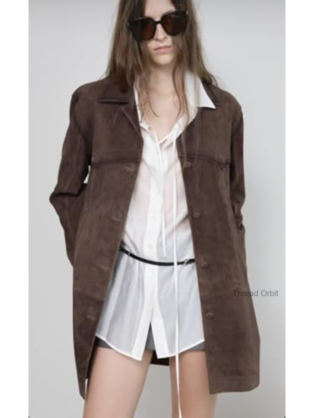 Faux Suede Shacket Button Down Oversized Jacket Coat - Picture 2 of 4